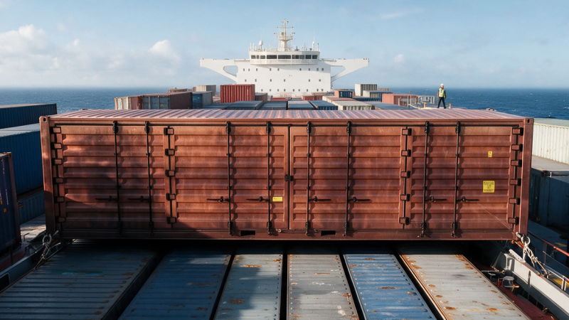 Hermitainer on a container ship